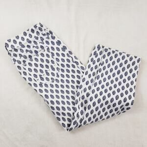 Chico's So Slimming Crop Pants Women XS/2 Paisley Patterned Denim White Blue